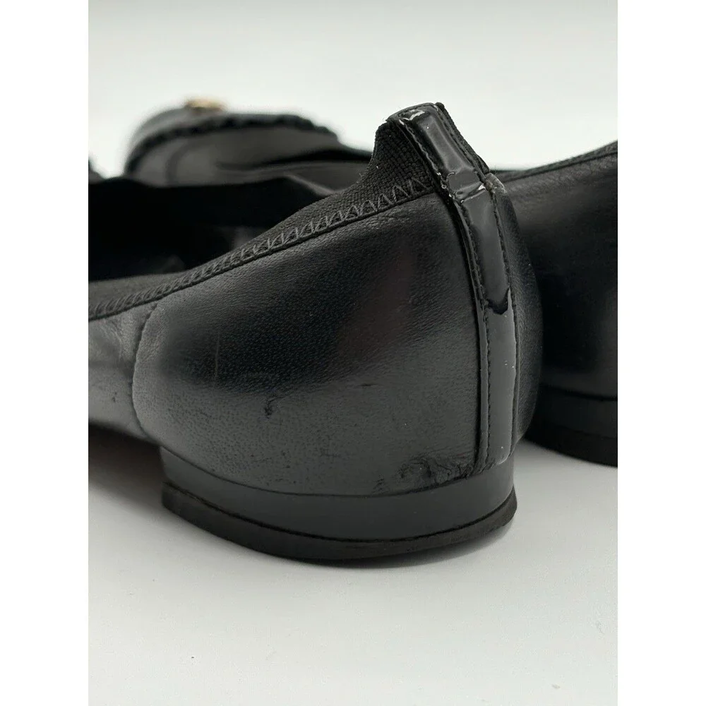 Chanel Black Ballet Flats Patent Leather Cap Toe CC Logo Ruffle Accent EU 35.5 - Picture 10 of 13